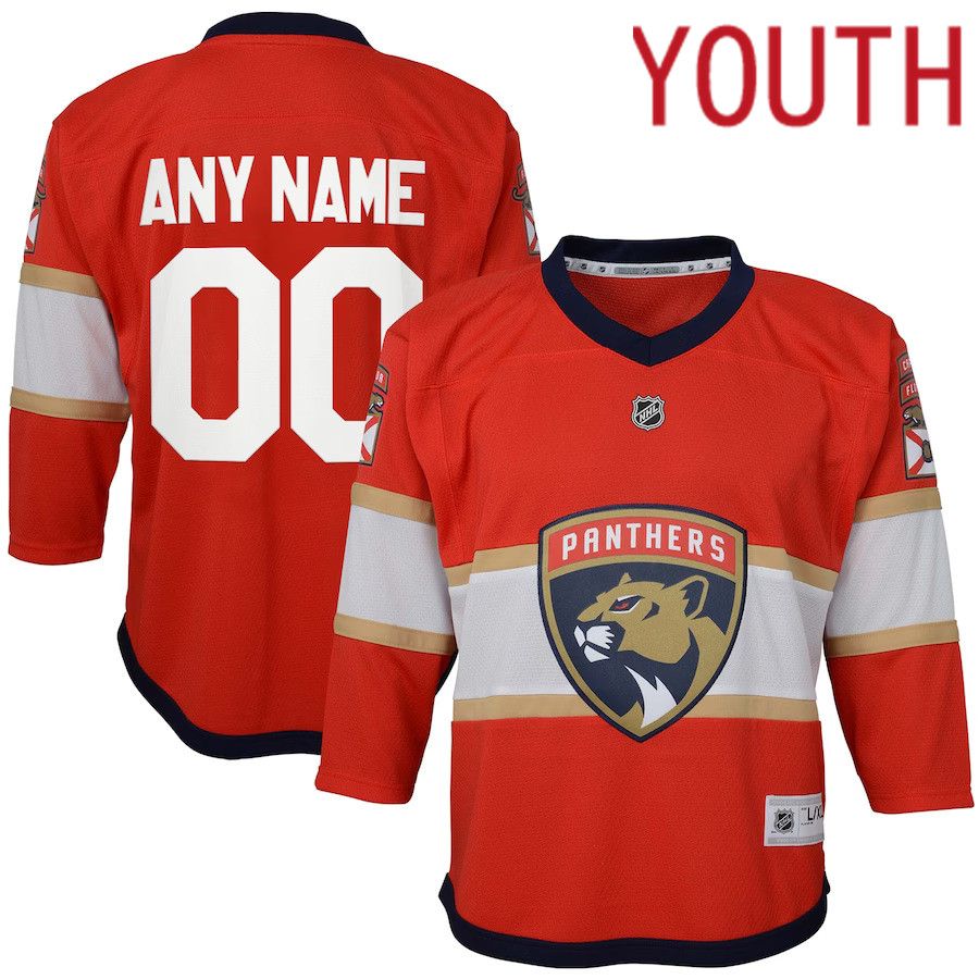 Youth Florida Panthers Red Home Replica Custom NHL Jersey